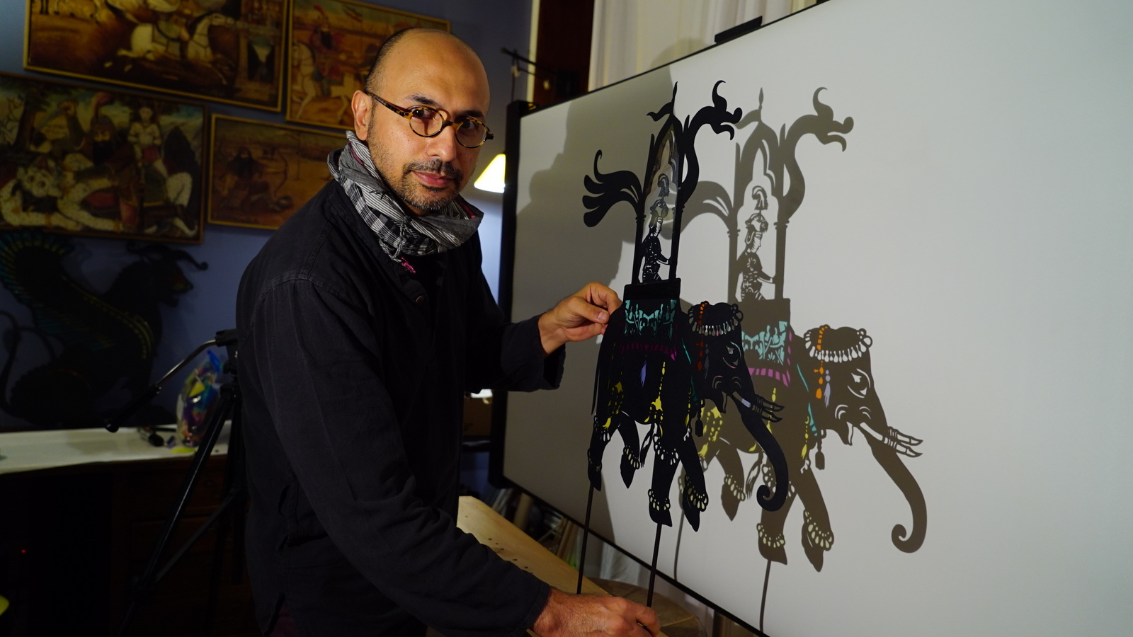 Feathers of Fire. Pictured: Hamid Rahmanian with Puppet.